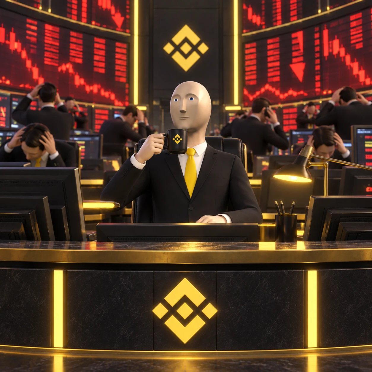 Meme Man meme: FINANCE CALM SELLOFF / Meme Man 梗图：淡定面对金融抛售