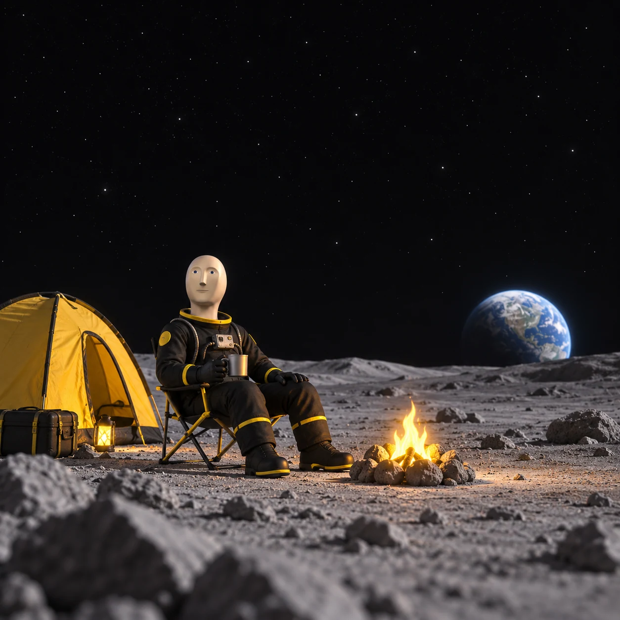 Meme Man meme: LIFE: MOON CAMPSITE / Meme Man 梗图：生活：月球露营地