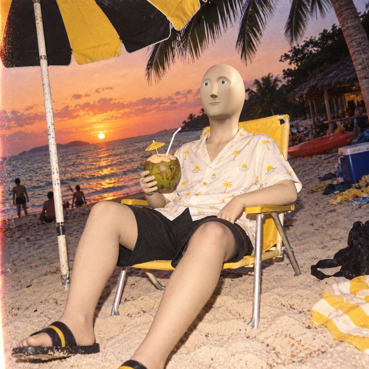 Meme Man meme: LIFE: BEACH VACATION / Meme Man 梗图：生活：海滩度假