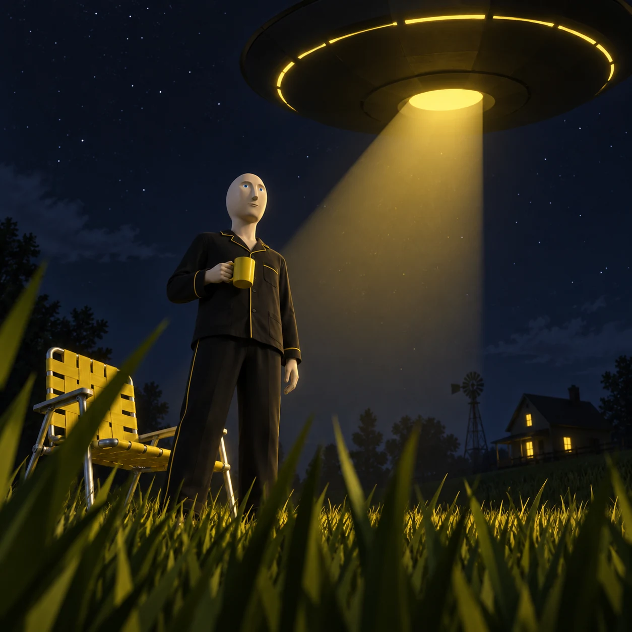 Meme Man meme: LIFE: UFO ENCOUNTER / Meme Man 梗图：生活：UFO 遭遇